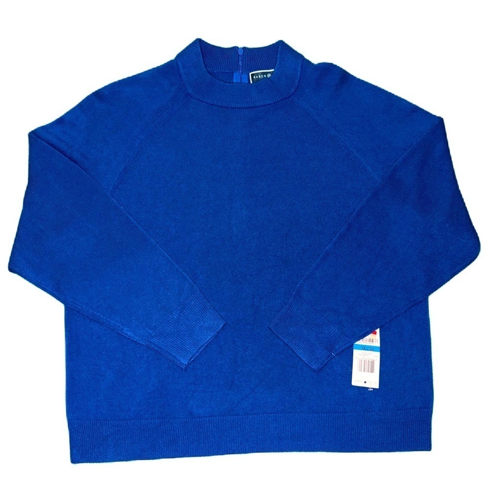 NWT Karen Scott PXL Mock Neck Sweater Deep Pacific Blue Women